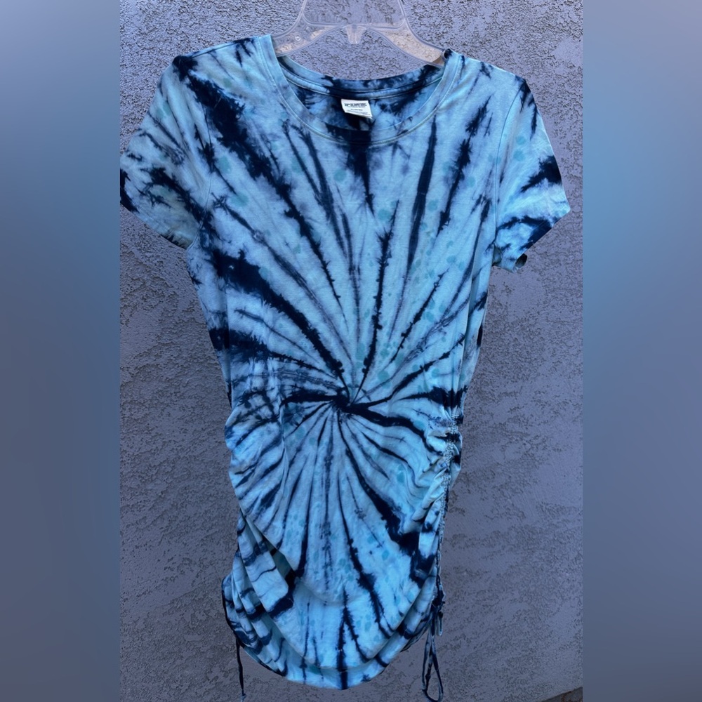 Blue Tie-Dye Spiral Dress